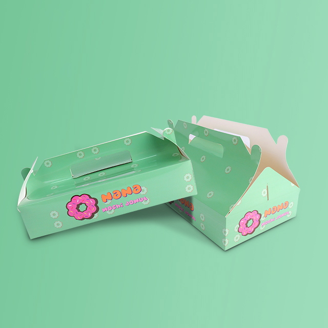 Handheld White Card Donut Dessert Cake Food Packaging Box