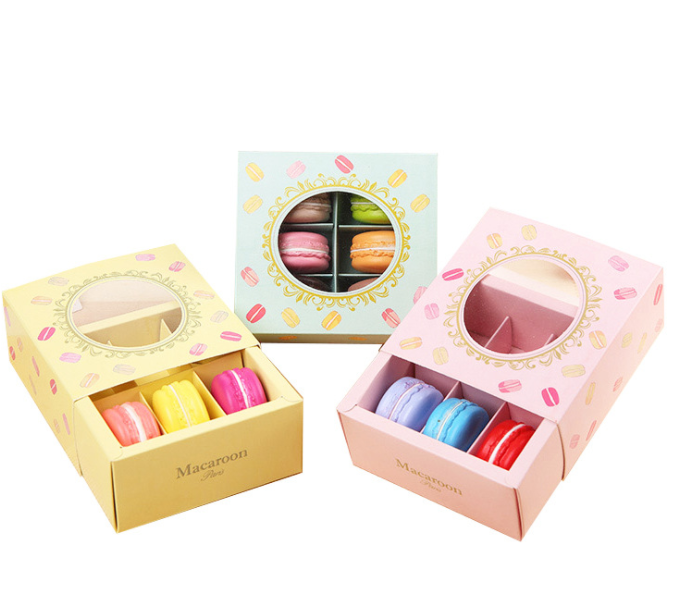 Premium White Card Windowed Macaron Boxes for Elegant Food Packaging