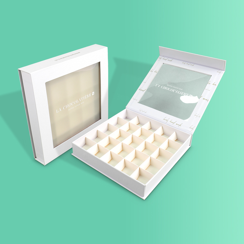 Magnetic Chocolate Box with Transparent Window and Mesh Lining