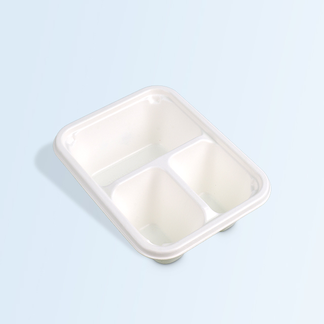SenCai Eco Sugarcane Square Tray with Three Com...