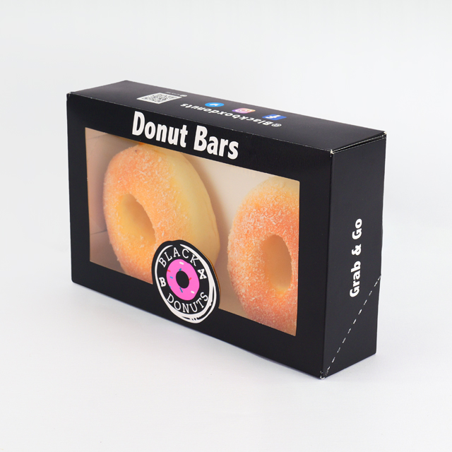 Bakery Donut Box with PVC Window - Sturdy White Card Packaging
