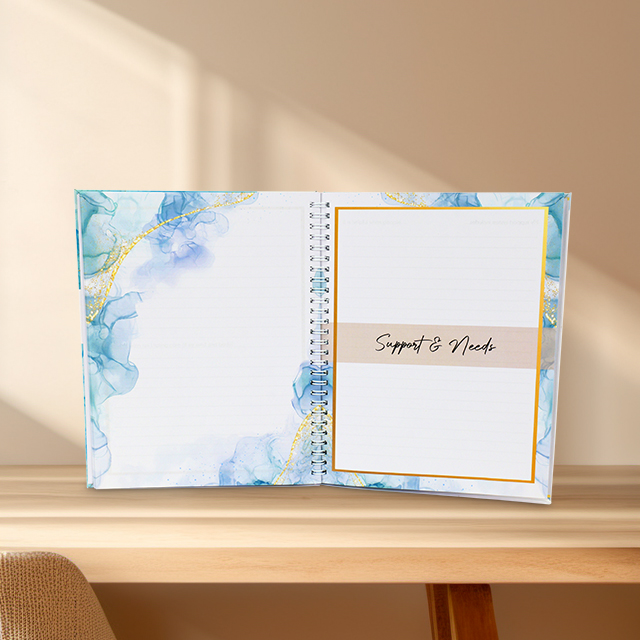 Coil Bound Notebook Cover Hot Stamping Inner Page Color Printed