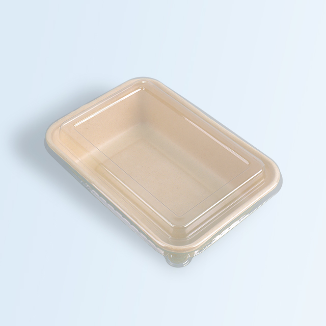 SenCai Degradable Compost Square Lunch Box with Plastic Lid for Takeaway Packaging
