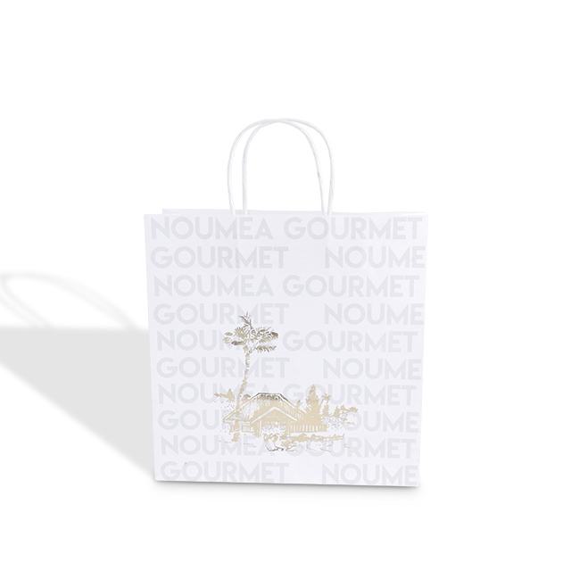 White Kraft Handbag with Hot Stamping