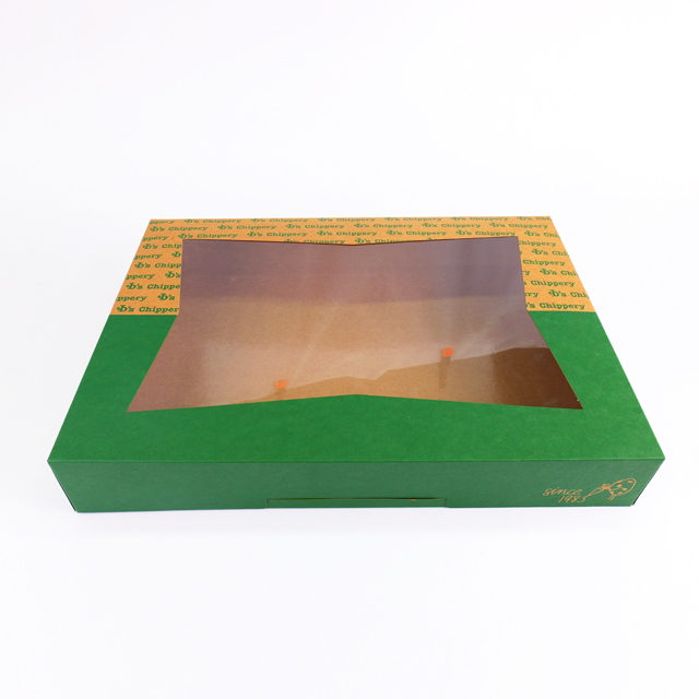 Kraft Paper Coated Food Pizza Dessert Box with PVC Window Opening